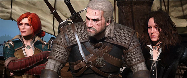 Oh Gott, steht Geralt da eingerahmt von Triss Merigold und Yennefer von Vengerberg, seinen beiden „Haupt-Gespielinnen“? Ich werde von einem weiteren heftigen Nerdgasm geschüttelt…